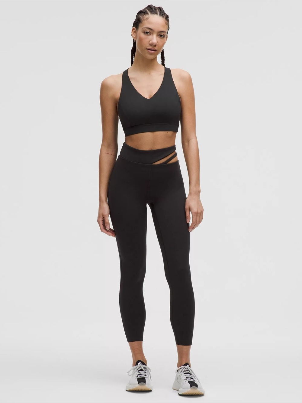 Lululemon Athletica Black Cut Out Waist High Rise Train Tight Size 10